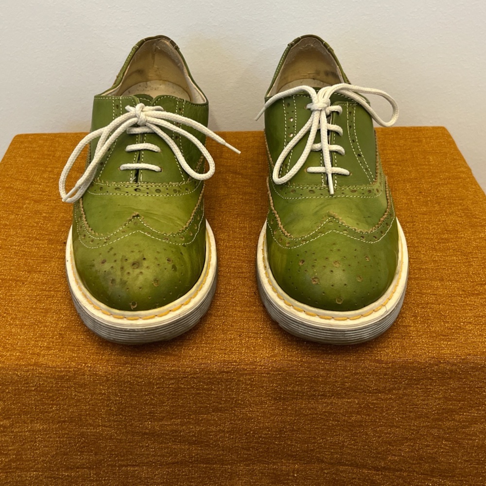 chunky green oxford shoes